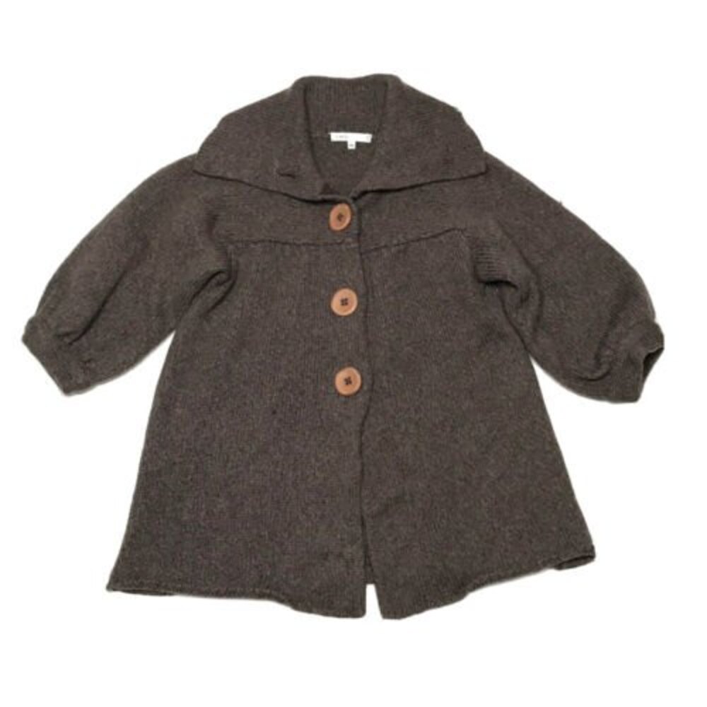 Vince Womens Wool Knit Shawl Collar Button Sweater XS Brown 3/4 Sleeve